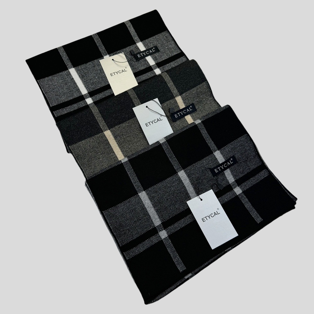 Herbst und Winter Neuer karierter Herrenschal Vielseitiger warmer Strickschal aus Mischgewebe für das Geschäft Einfacher_voghion.com