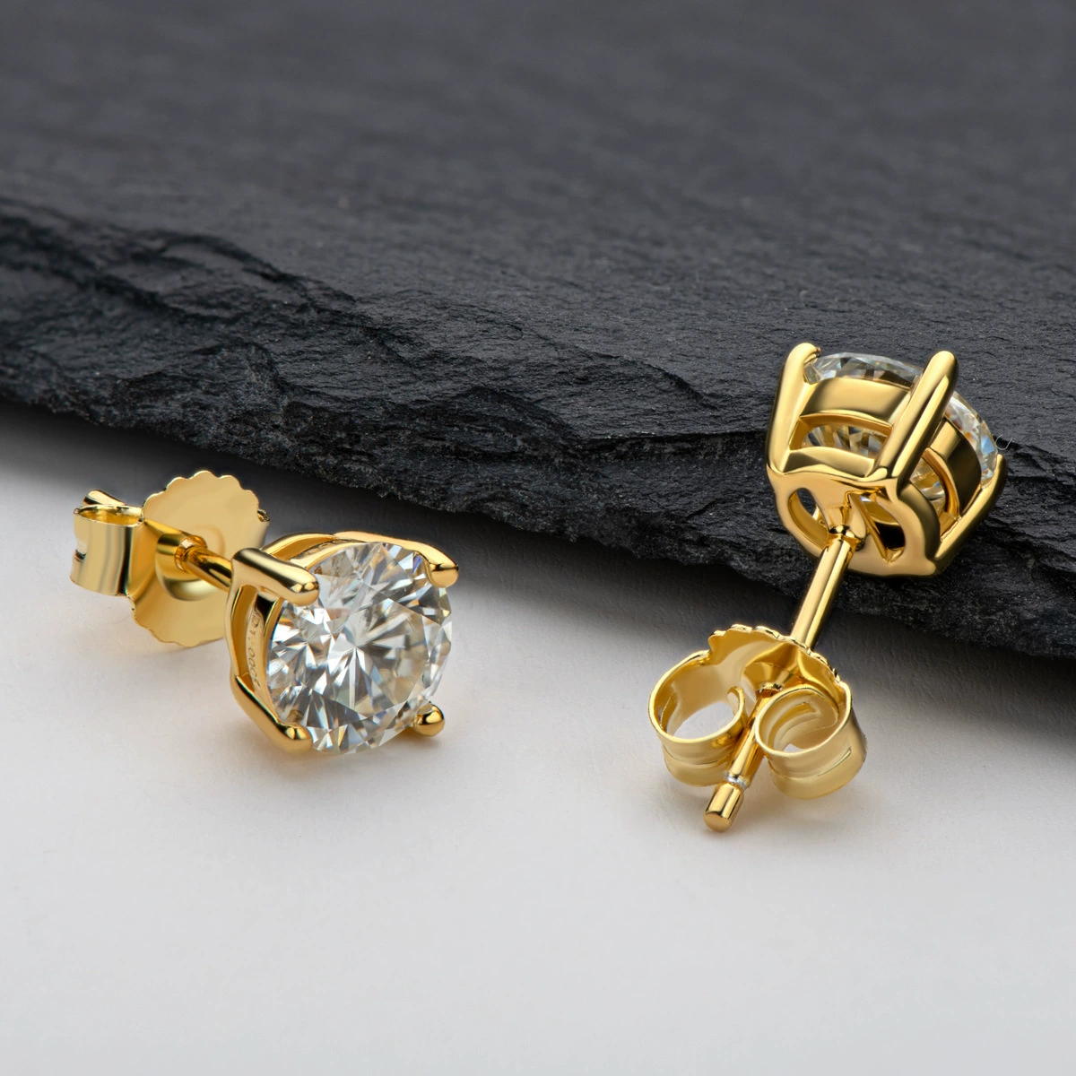 Классические серьги-гвоздики S925 стерлинговое серебро, мозайка Moissanite 0,1–2 ct, варианты позолоты