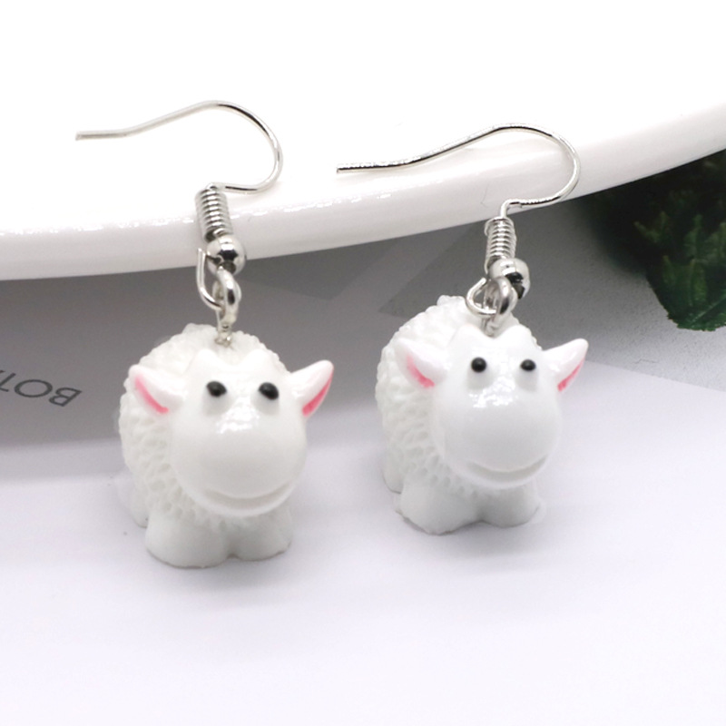 Ornament New Creative Cute Sheep Resin Earrings display picture 4