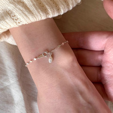 蒂奇S925银波光粼粼亮片珍珠手链女小众设计淡水珍珠叠戴手饰韩版