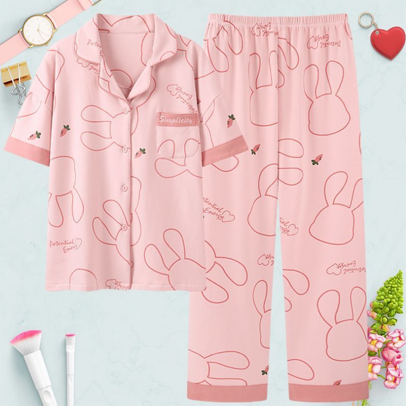 Pantalones de manga corta 100% pijama de algodón de verano de las mujeres jóvenes y de mediana edad cardigan ropa exterior de las mujeres ropa de verano delgada homewear