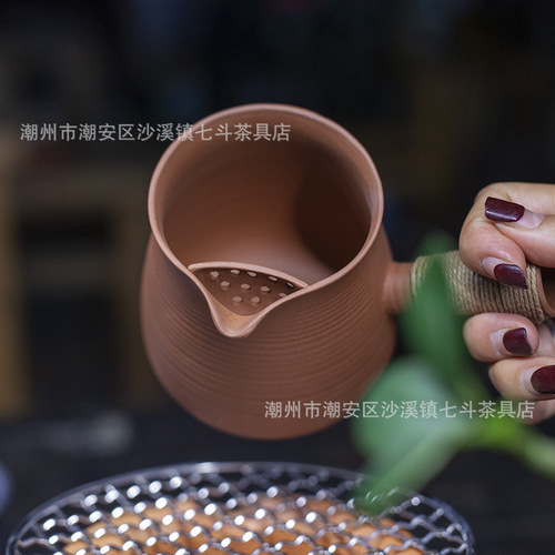 Side-handled teapot with tea separator integrated red clay electric ceramic stove set home health-preserving scented tea white teapot crescent male cup