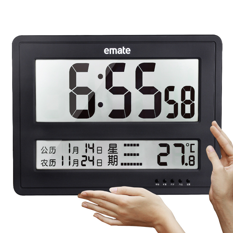 易美特 创意钟挂表大堂温度计挂钟万年历钟酒店大堂客厅静音时钟