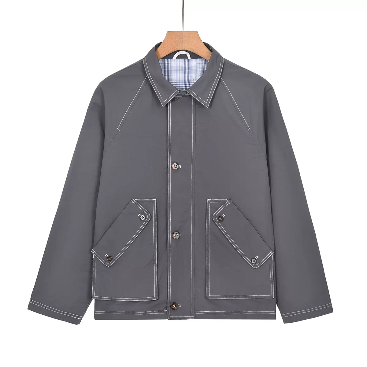 2025秋季新款TB BROWIN男士翻领外套韩版休闲款插肩袖带内里夹克