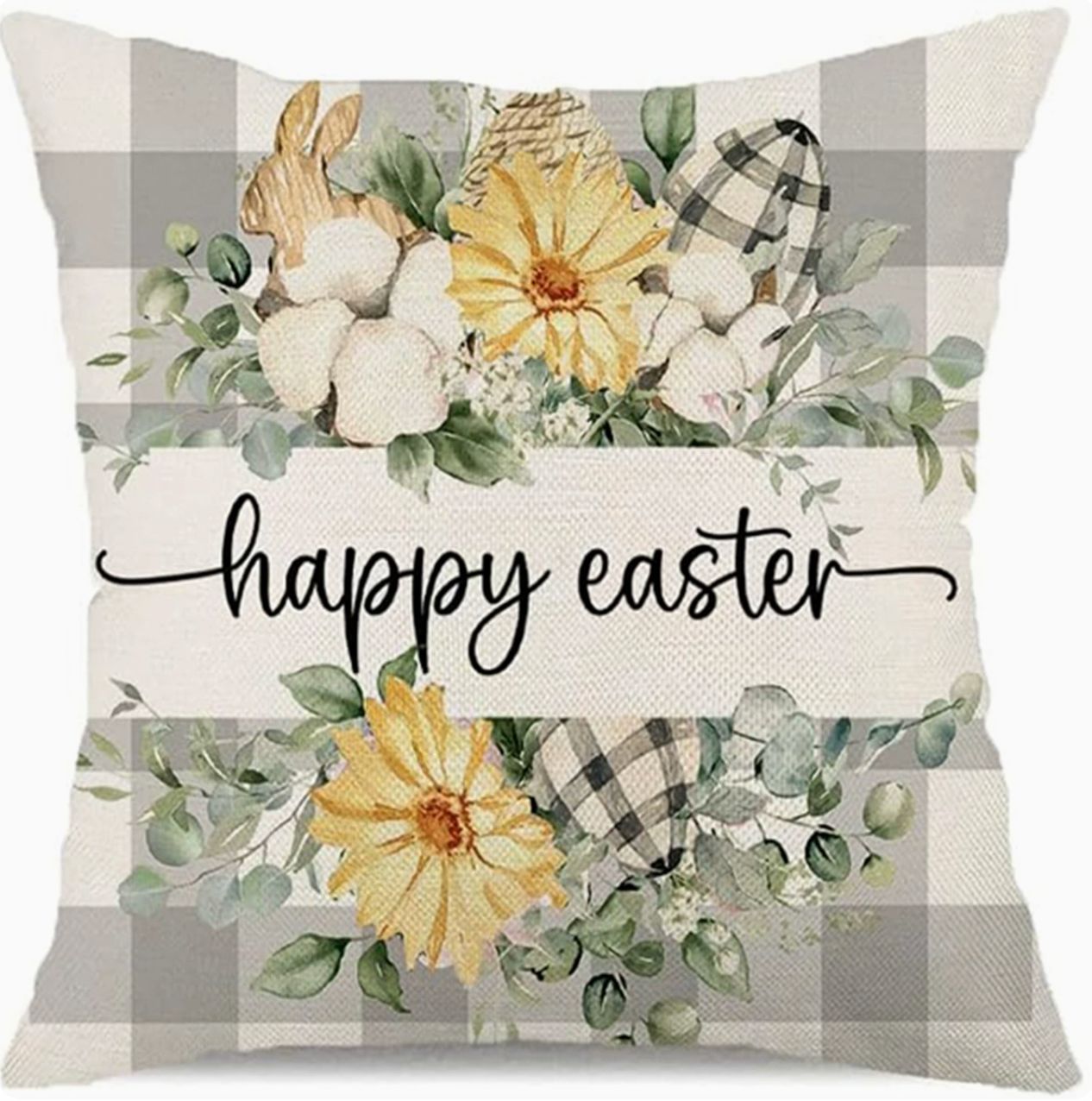 Amazon nuevo huevo de Pascua transfronterizo funda de almohada lino conejo simple funda de almohada cojín de sofá doméstico