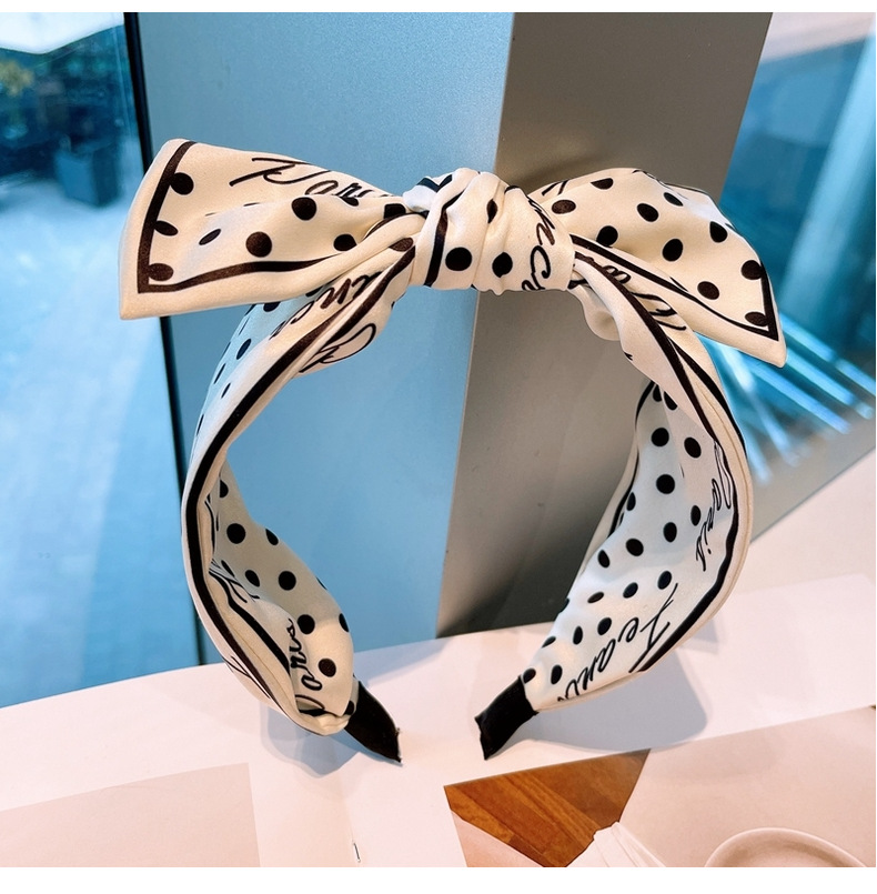 Korean Polka Dots Letters Bowknot Headband Ribbon Hair Scrunchies display picture 2