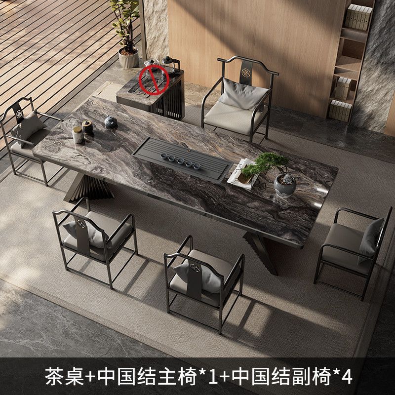 茶桌一体一整套岩板茶桌现代轻奢高级感烧水壶办公室阳台家用茶台|undefined