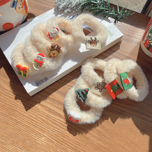 Christmas Plush Hair Ties for Autumn & Winter | European & American Holiday-Themed Headbands | Cute Fluffy Hair Bands | Women's Hair Accessories Wholesale