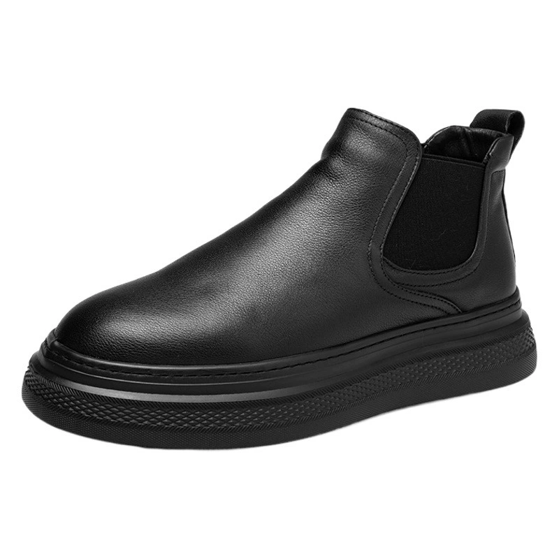 Прямые поставки с фабрики, ботинки челси, мужские высокие кожаные короткие сапоги, Осень-зима, новые мужские модные ботинки Martin на толстой подошве