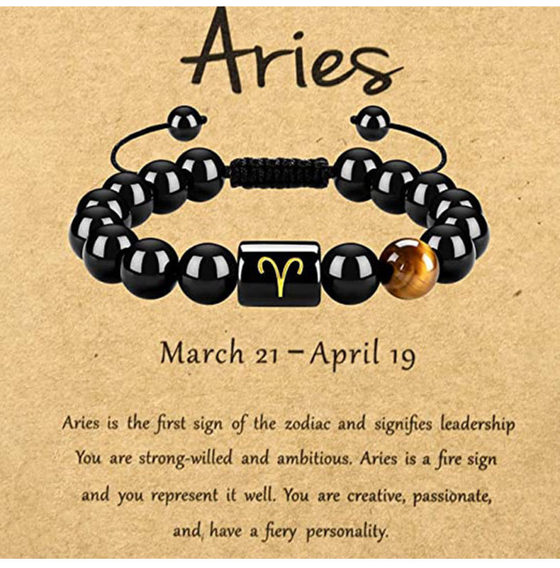 1 Piece Quantity Anniversary Occasion Tiger Eye, obsidian Material Hip-hop Constellation Tiger Eye Obsidian Beaded Unisex Bracelets