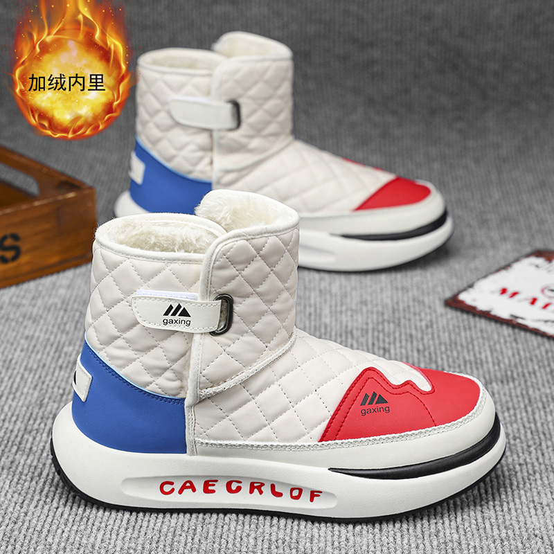 Black Martin Boots For Men, Winter Men's Shoes, High-Top With Fleece, Warm Cotton Shoes, Thickened Outdoor Men's Snow Bo_vogvips.com