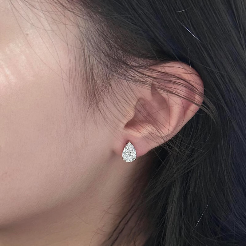 S925纯银轻奢精致超闪水滴耳钉女简约气质高级感闪锆百搭气质耳饰|undefined