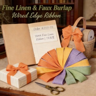 YAMAFine Linen Wired Edge Ribbon���鿽�ˎ��ҾӺ����Y�F�z߅��