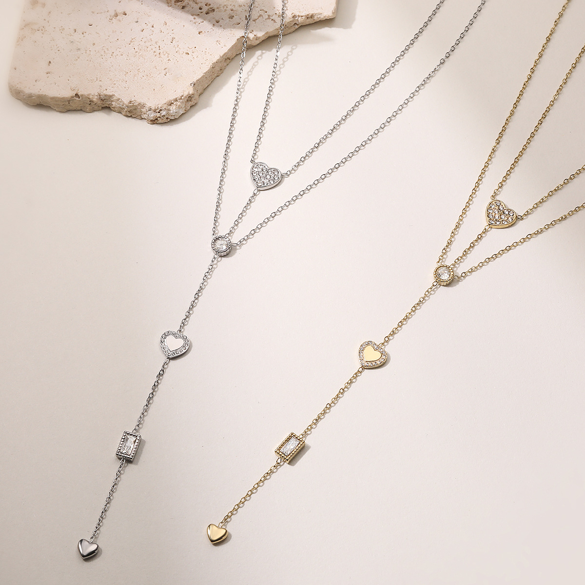 Aogu fashionable light luxury women's double-layer stacked necklace…