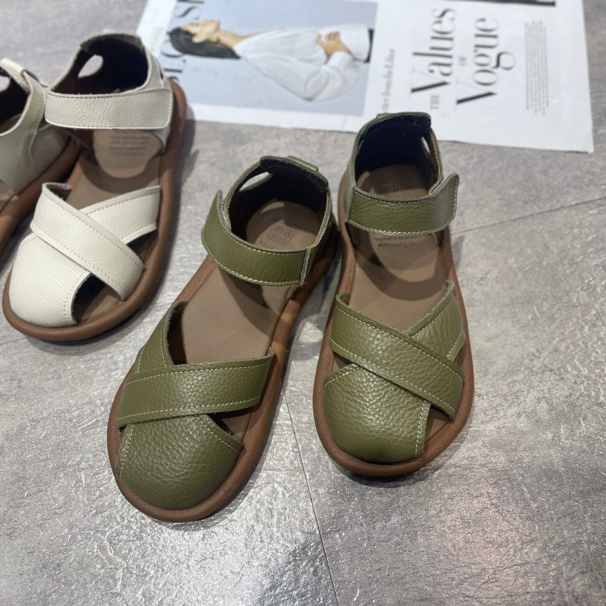 Summer beach sandals with a strap, soft sole