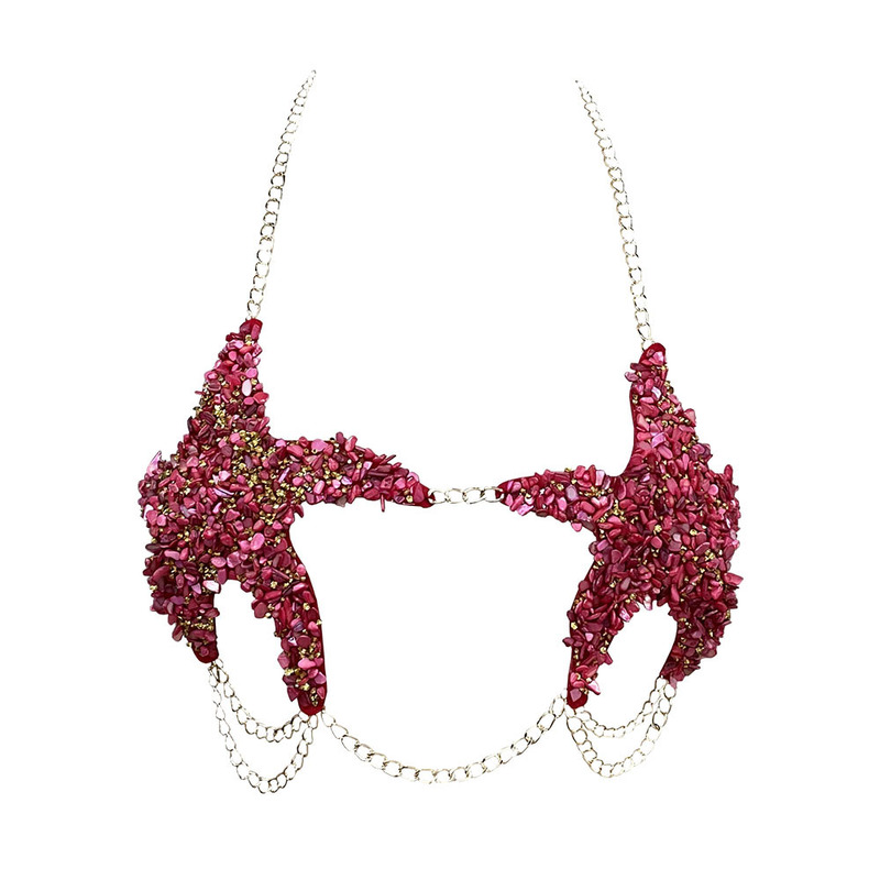 European and American Hot-Selling Handmade Star Pattern Sling Asymmetric Chest Wrap Halterneck Backless Sexy Music Festival Party