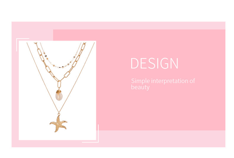 Europe and America Cross Border Fashion Necklace Shell Necklace Pendant MultiLayer Necklace Metal Starfish Ocean Pendant Ornaments Womenpicture3
