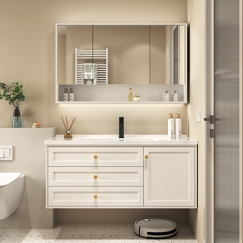 French-style solid wood bathroom cabinet combination, wall-mounted integrated basin for the bathroom, hand washing basin, washbasin, washbasin, and smart mirror cabinet full figure