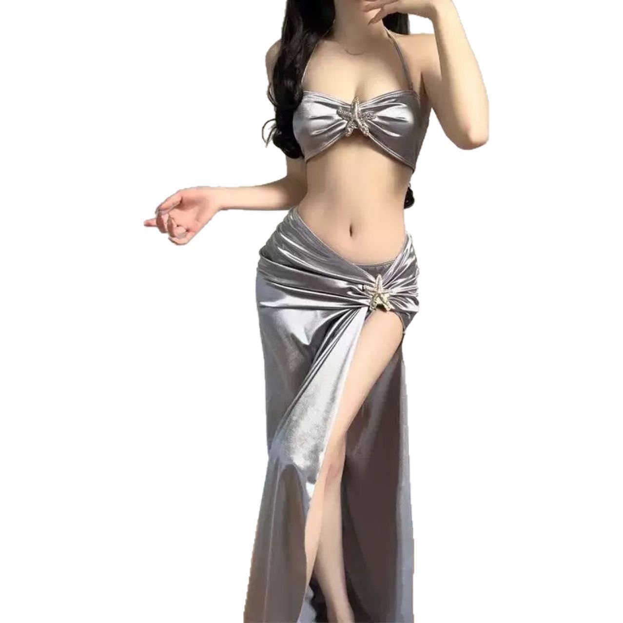 European And American Long Skirt Two-Piece Swimsuit Sexy Thai Beach Vacation Goddess Ins Style Bikini High-End_voghion.com