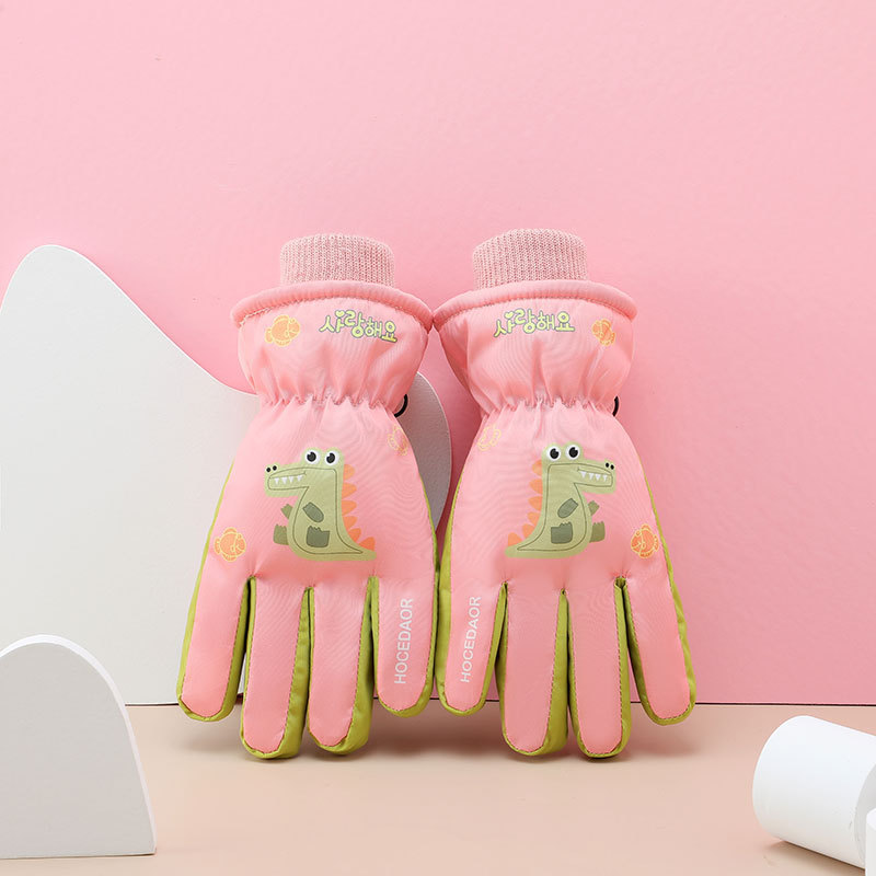 Guantes calientes para niños guantes de esquí de invierno de terciopelo grueso guantes de bicicleta impermeables y fríos guantes para niños y niñas