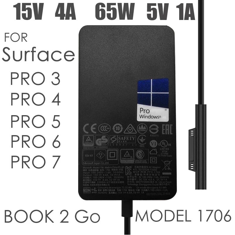 65W Microsoft Surface Pro Tablet Power Adapter 15V4A Computer Charger Magnetic Port 65W Microsoft Surface Pro Tablet Power Adapter 15V4A Computer Charger Magnetic Port