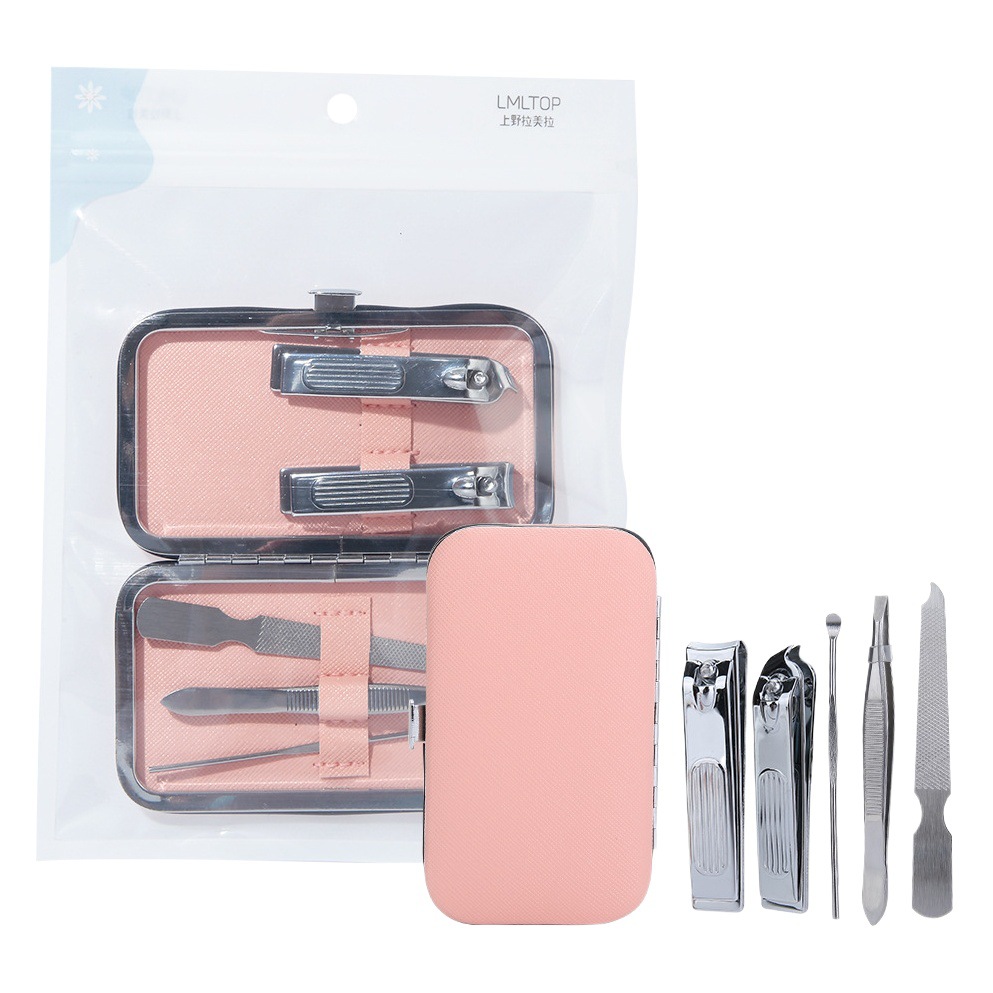 Ramila manicura de acero inoxidable juego de 5 piezas de almacenamiento portátil traje de manicura cortauñas amoladora de uñas Archivo de pulido