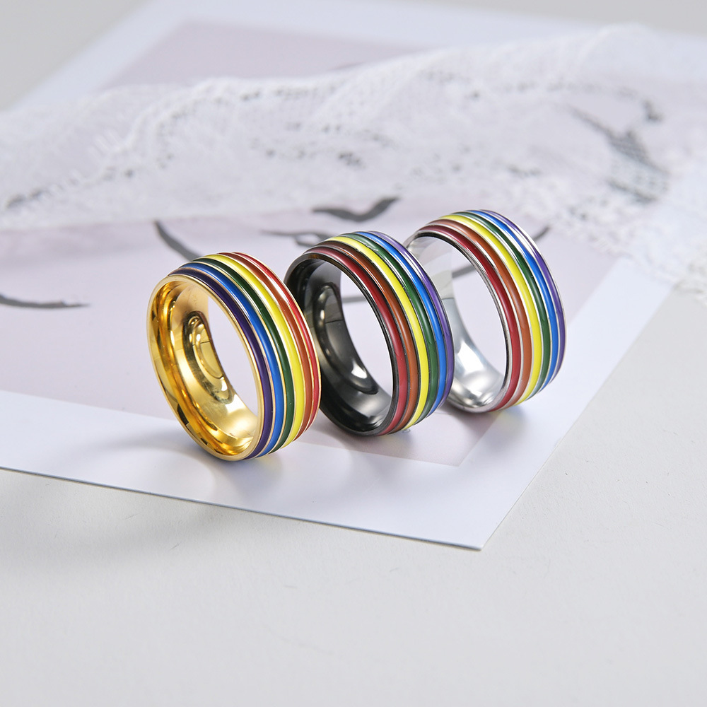 Fashion Round Rainbow Stainless Steel Rings Stainless Steel Rings