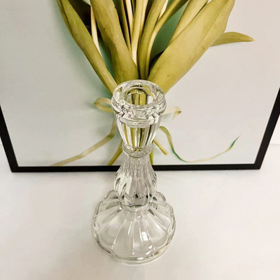 欧式简约ins玻璃烛台 家用杆蜡底座 浪漫餐桌蜡烛台 创意家居摆件