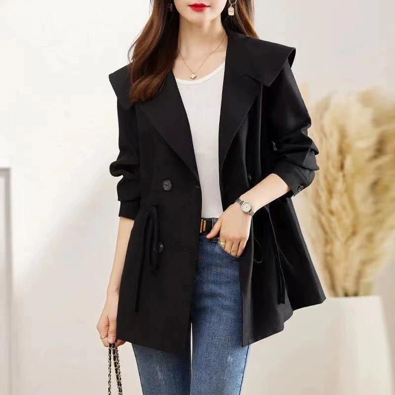 Осеннее-весеннее trench coat для отдыха, облегающие бретели, классический костюм-пиджак, для подростков