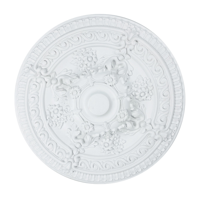 444Z批發PU燈盤法式圓形吊頂造型裝飾仿石膏吊燈底座歐式拼花組合