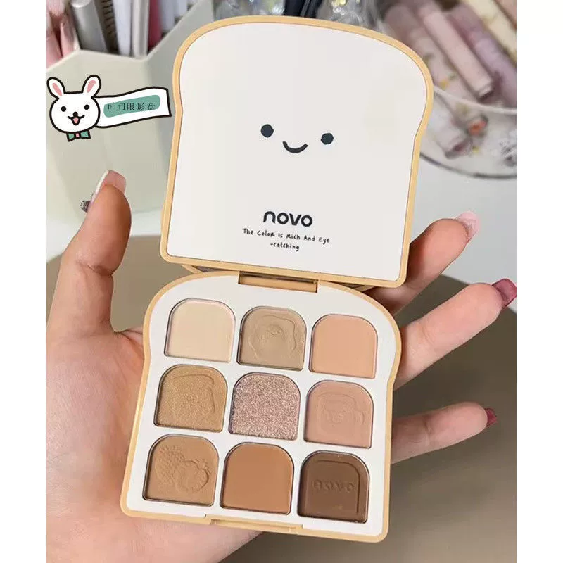 Палитра теней для век Novo Qingci Soft toast Eye Shadow Plate Multi - цветные румяна INS Девять цветов тени для век Douyin Быстрое нанесение