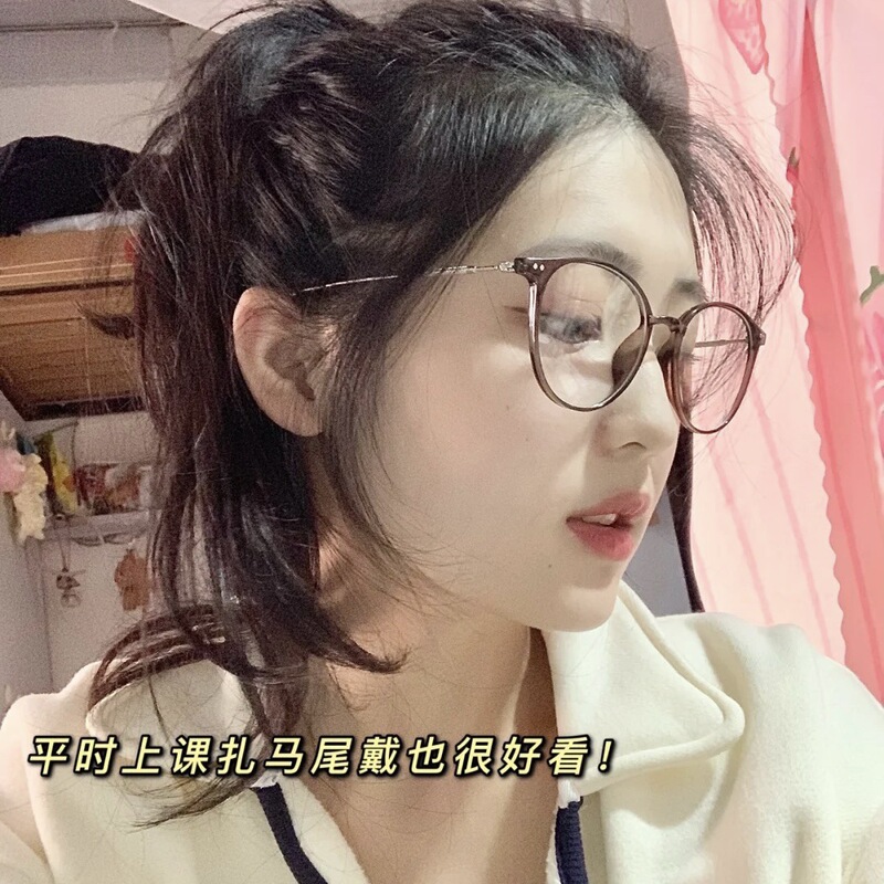 新款冷茶色眼镜框女可配有度数大脸显瘦韩版潮素颜眼镜架超轻9531|undefined