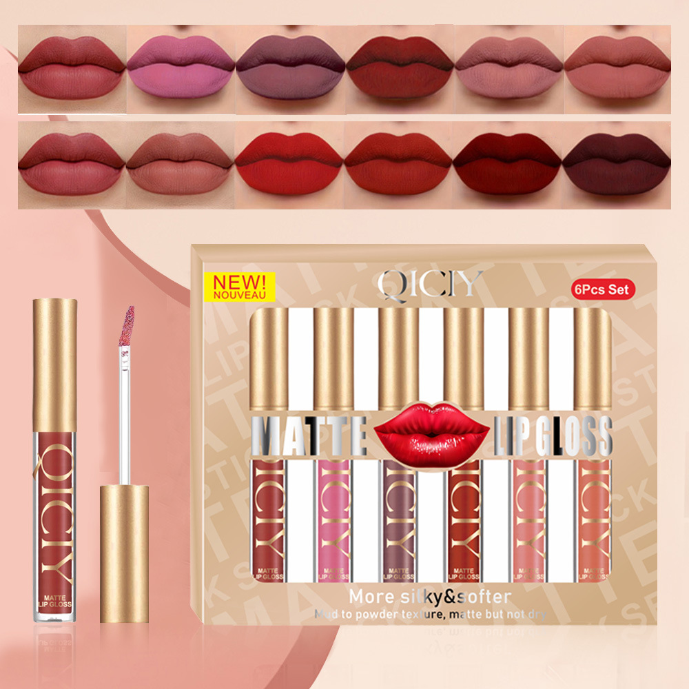 exclusive QICIY lip glaze set matte matte pearlescent non stick cup lip glaze popular lip gloss 11 colors_voghion.com