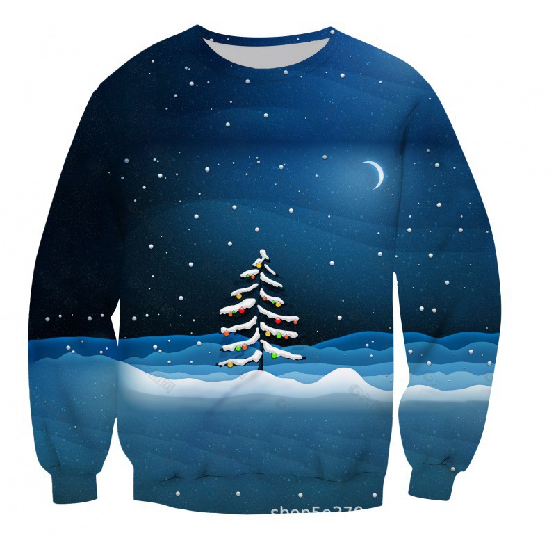 023 venta caliente transfronteriza, estampado en 3D, patrones exquisitos de Pascua, ropa cómoda, suéter de cuello redondo, moda