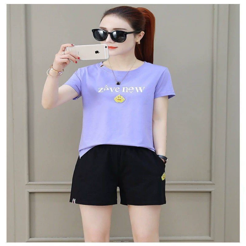 Оптовая продажа 2023 Новая модная повседневная футболка с короткими рукавами Корейская версия свободного спортивного костюма больших размеров женские шорты с темпераментом прилив