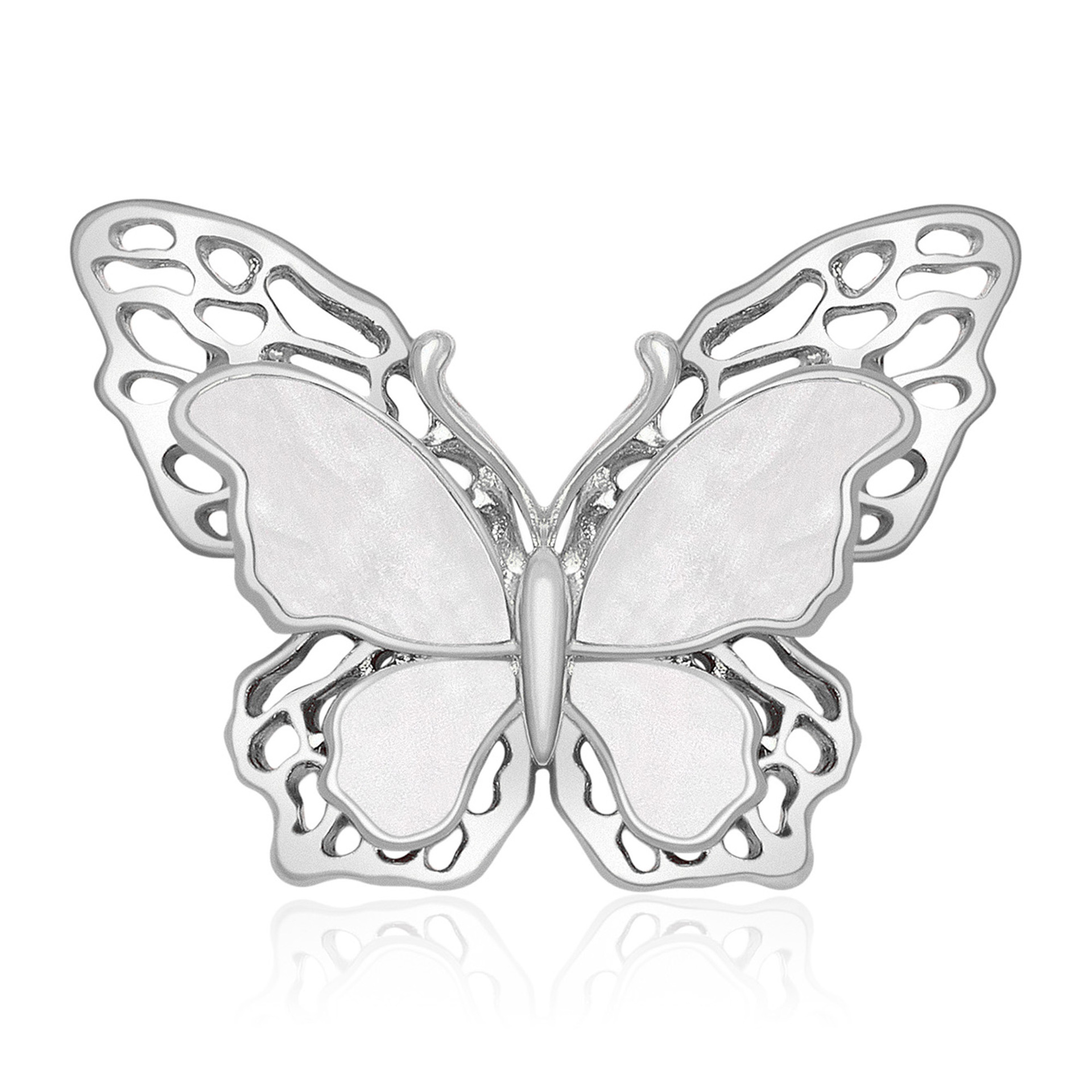 Elegante Schmetterlingsbrosche Doppellagig Perlmutt Schmuck_voghion.com