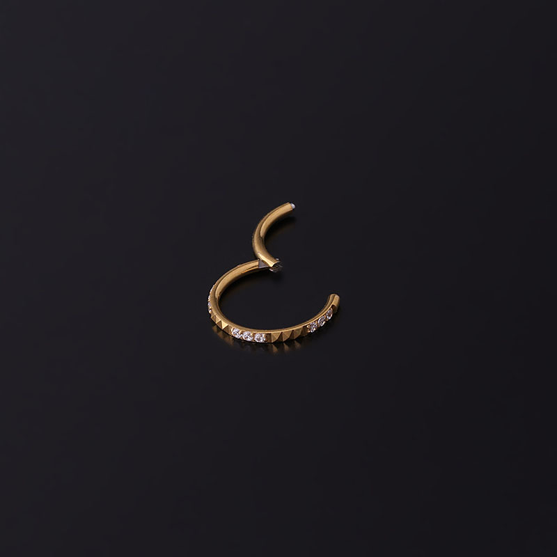 316L Stainless Steel Material Nose Rings & Studs Fashion Circle 316L Stainless Steel Plating Inlay Zircon