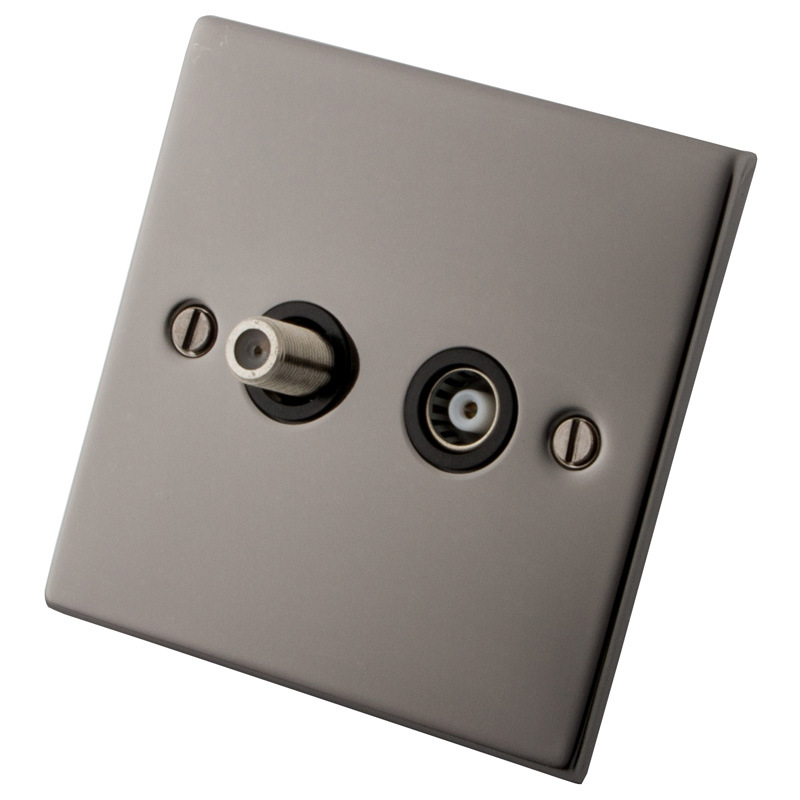 英标卫星电视插座  1 GANG SATELLITE/TV SOCKET BLACK NICKEL