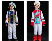 大理儿童白族舞蹈服三月三少数民族舞台表演服葫芦丝舞台演出服装
