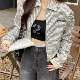 港风小香风棒球服女2023春秋短款高级感气质休闲百搭开衫外套潮女