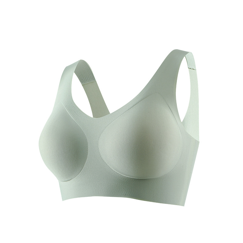 Traceless ropa interior femenina luz transpirable pecho grande pequeño sin anillo de acero reunión anti-flacidez chaleco sujetador