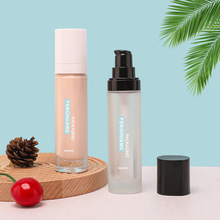 35ml粉底液瓶 扁圆柱玻璃泵头瓶 BB霜乳液分装瓶 粉底液包材批发