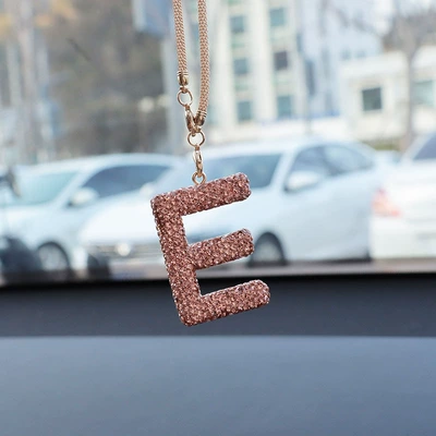 Car hanging: clay car interior accessories - e-letter-car-pendant-champagne-color