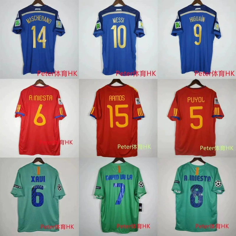 Ретро-трикотаж Футбольный костюм классический западный класс аргентинца Месси Хави Голландский Падба Торрес футболка