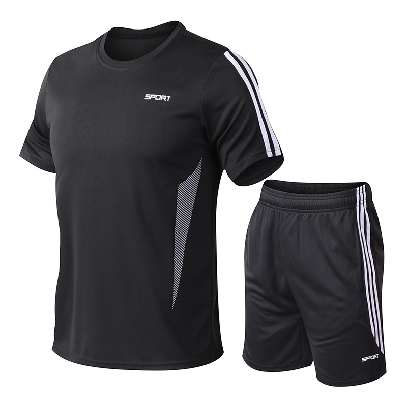 Trajes deportivos de verano para hombres, camisetas de mangas cortas para hombres, ropa de secado rápido para correr, ropa deportiva relajada, tamaño grande.