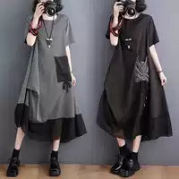 Summer retro dress, plus size, with short sleeve