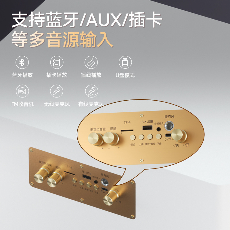 インテリジェントなハイエンド家庭用ワイヤレスBluetoothスピーカー、KTV一体型マイク、高音質、重低音、長時間バッテリー駆動スピーカー|undefined