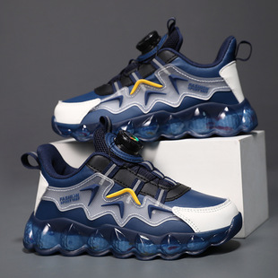 Boys' shoes, autumn and winter, children's leather sports shoes, girls' swivel buckle shoes, medium and large children's running shoes, trendy shoes, breathable