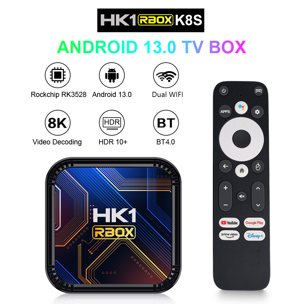 HK1 RBOX -K8S语音带陀螺仪版8K网络机顶盒 RK3528安卓13TV box