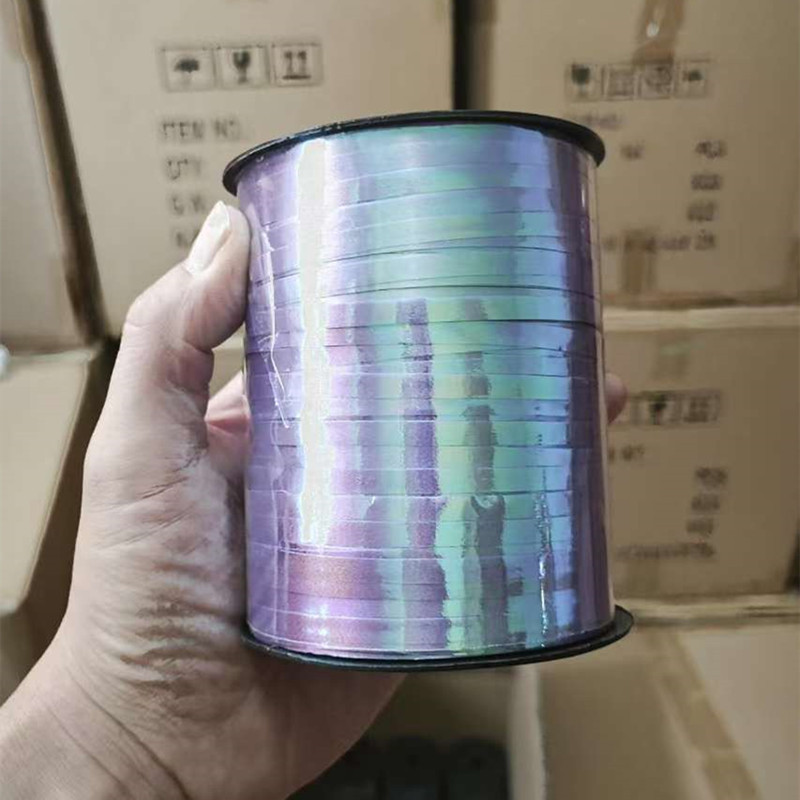 500 yardas de globo de cinta de color láser película de aluminio de cinta de color embalaje de regalo de cuerda de tracción de cuerda de bandera embalaje de regalo